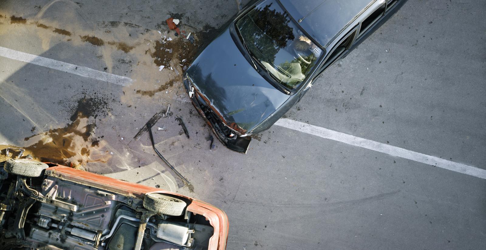 A car accident from above representing Washington State Car Accident Laws.
